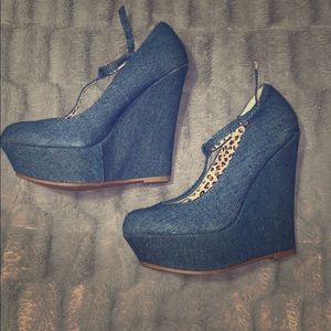 Denim platforms. Brand new condition . Never worn